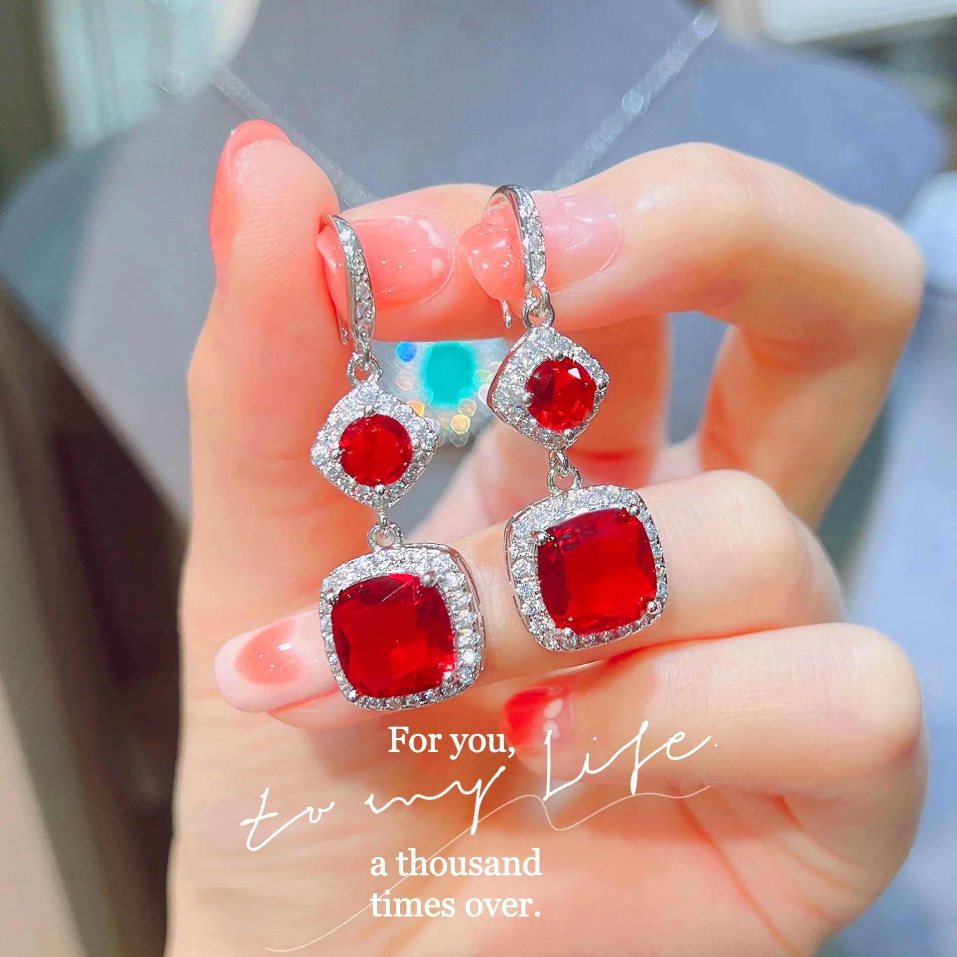 

Серьги-подвески из серебра 925 пробы с рубином