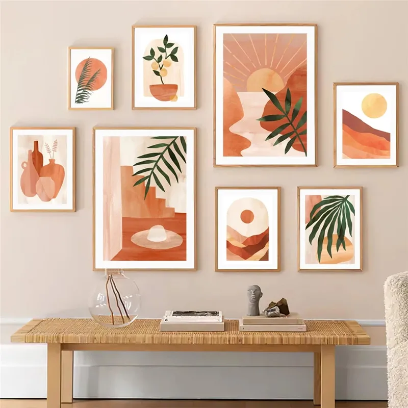 

Boho Abstract Plant River Vase Sun Nordic Wall Art Canvas Painting Posters Prints Pictures for Living Room Decoration Home Decor