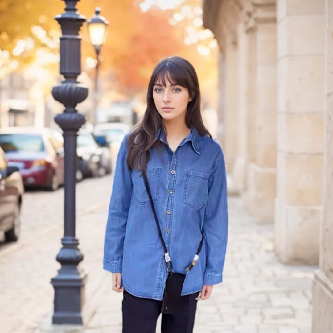 Винтажная хлопковая рубашка женские топы однобортная джинсовая куртка с длинным