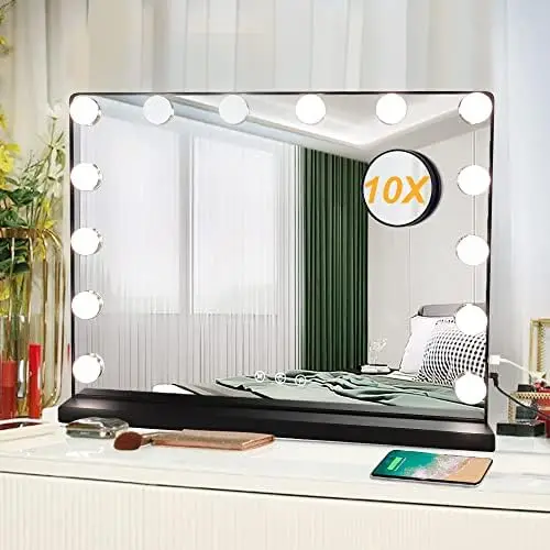 

Vanity Mirror Light, Professional Plug in Light- Mirror, Lighted Vanity Mirror, 3 Color Dimmable Modes with Removable Magnifica