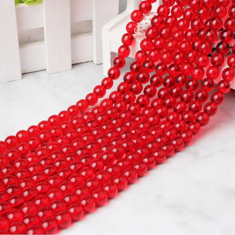 

4 6 8 10 12mm LanLi Natural Fashion Jewelry Transparency Glass Loose Beads Suitable For DIY Women's Bracelet Necklace Earrings