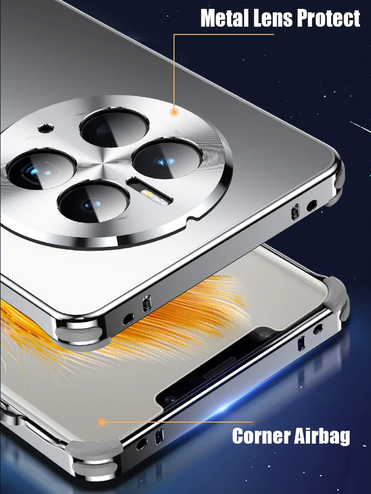 Модный блестящий алюминиевый металлический чехол для Huawei Mate 60 Pro сильная