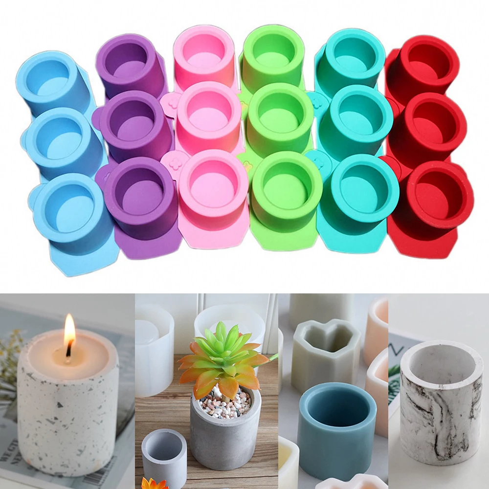 

3 Cavities Round Silicone Flowerpot Mold Ice Cube Mould DIY Concrete Planter Cement Succulent Pot Candle Molds Epoxy Resin Craft