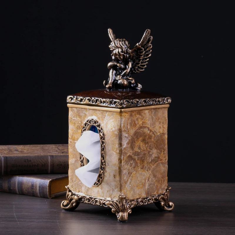 

Multi-Functional Creative Tissue Box Living Room Coffee Table Retro Chinese Paper Extraction Box European Remote Control Storage