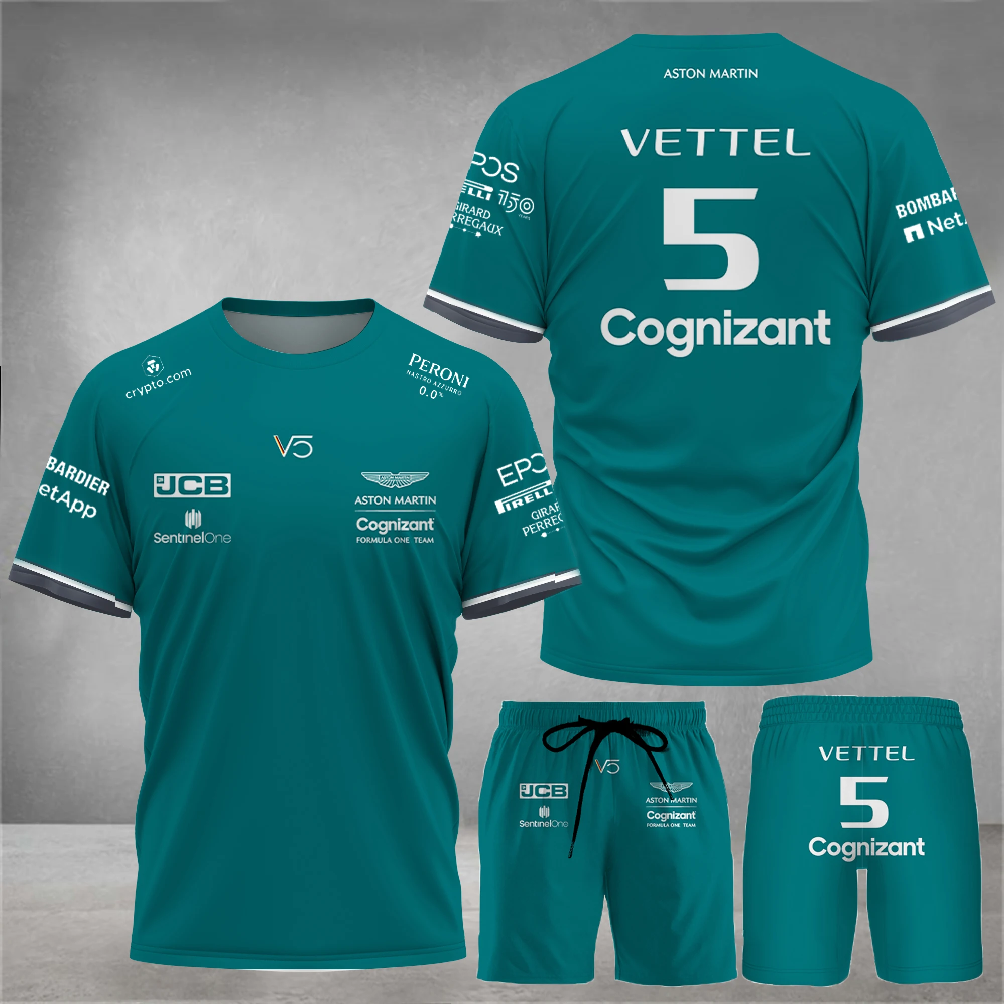 Aston Martin - Men's T-Shirt/Shorts, Spanish Racing Team 3D Printed Clothing Set, F1 Men's, High Quality Formula One 2023