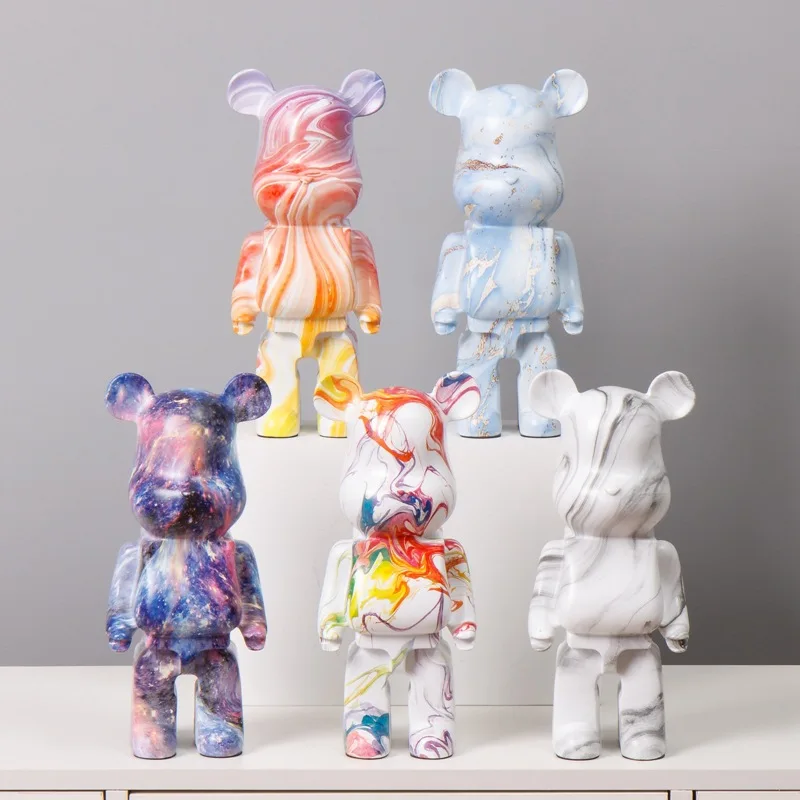

28cm Resin Bearbricking 400% Violent Bear Ornament Sculpture Statue Art Collectible Models Toys Home Shop Window Decoration