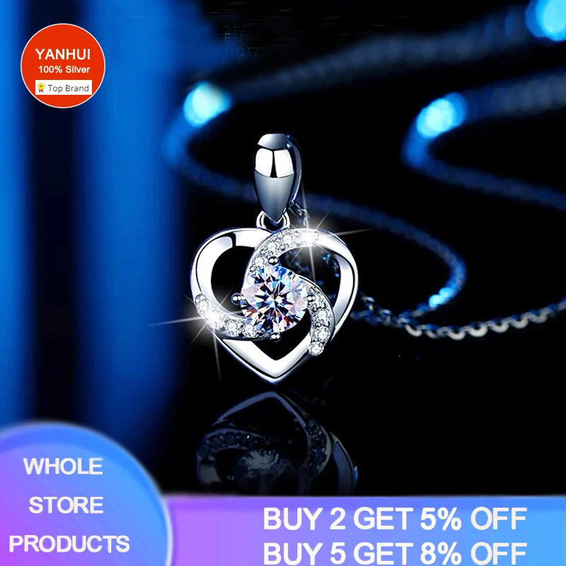 

YANHUI 3 Color Fashion Tiny Heart Dainty Necklace Original Tibetan Silver S925 Choker Necklace For Women Pendant Jewelry Gift