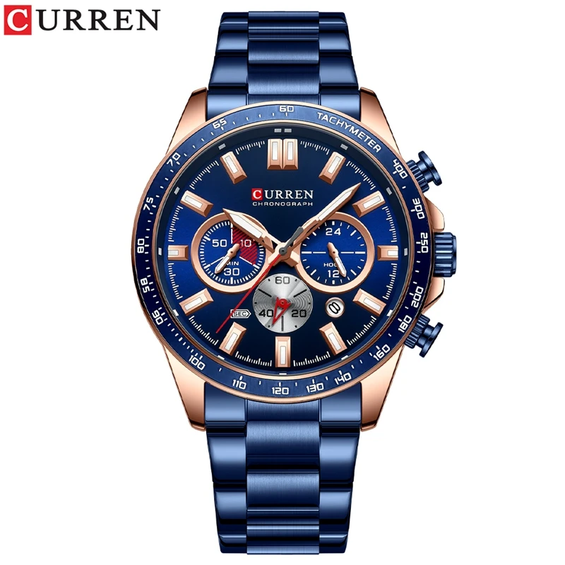 

New CURREN Men's Watch 3ATM Waterproof Quartz Watch Calendar Luminous Pointer Stainless Steel Fashion Sports Watch for Men 8418