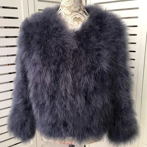 Женская пушистая Меховая куртка, вязаное пальто ручной работы из натурального страусиного меха, пальто из натурального меха, новинка сезона 100%