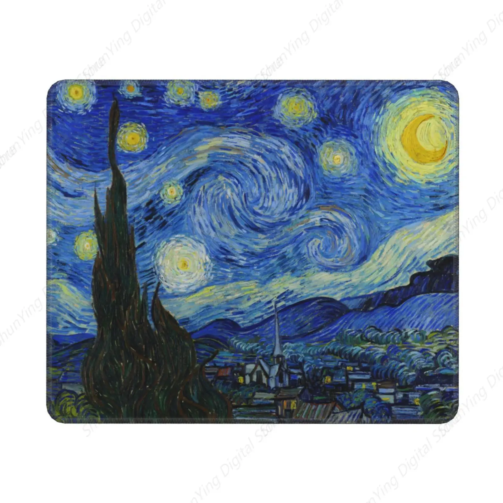 Коврик для мыши Van Gogh Starry Night квадратный настольный коврик с прошитыми краями