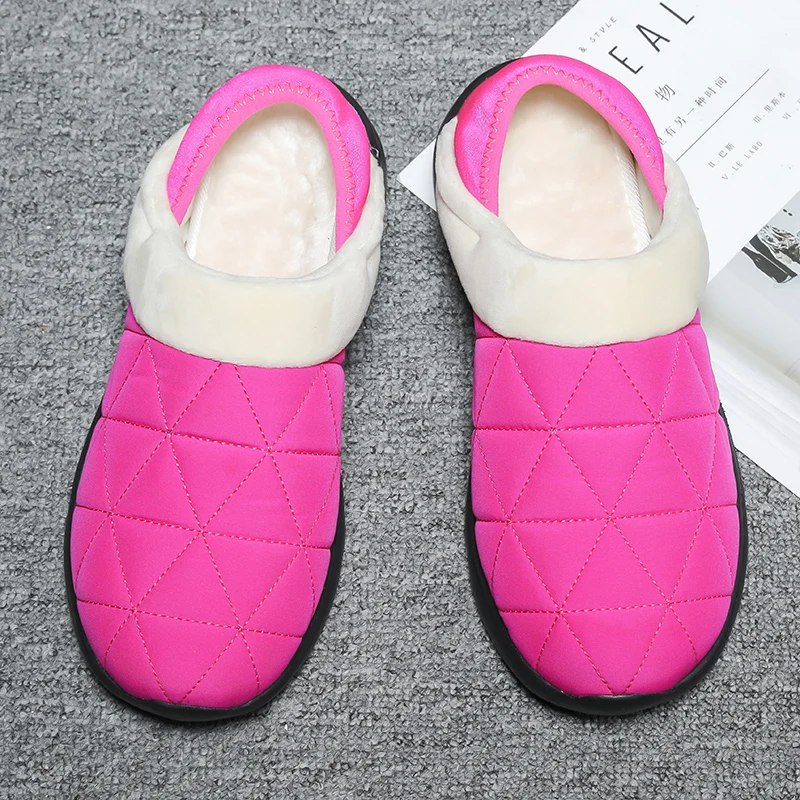 Winter Plush Shoes Indoor Walking Shoes Men Women Unisex Size 37-46 Waterproof Snow Cotton Slippers Warm Soft Rubber Platform