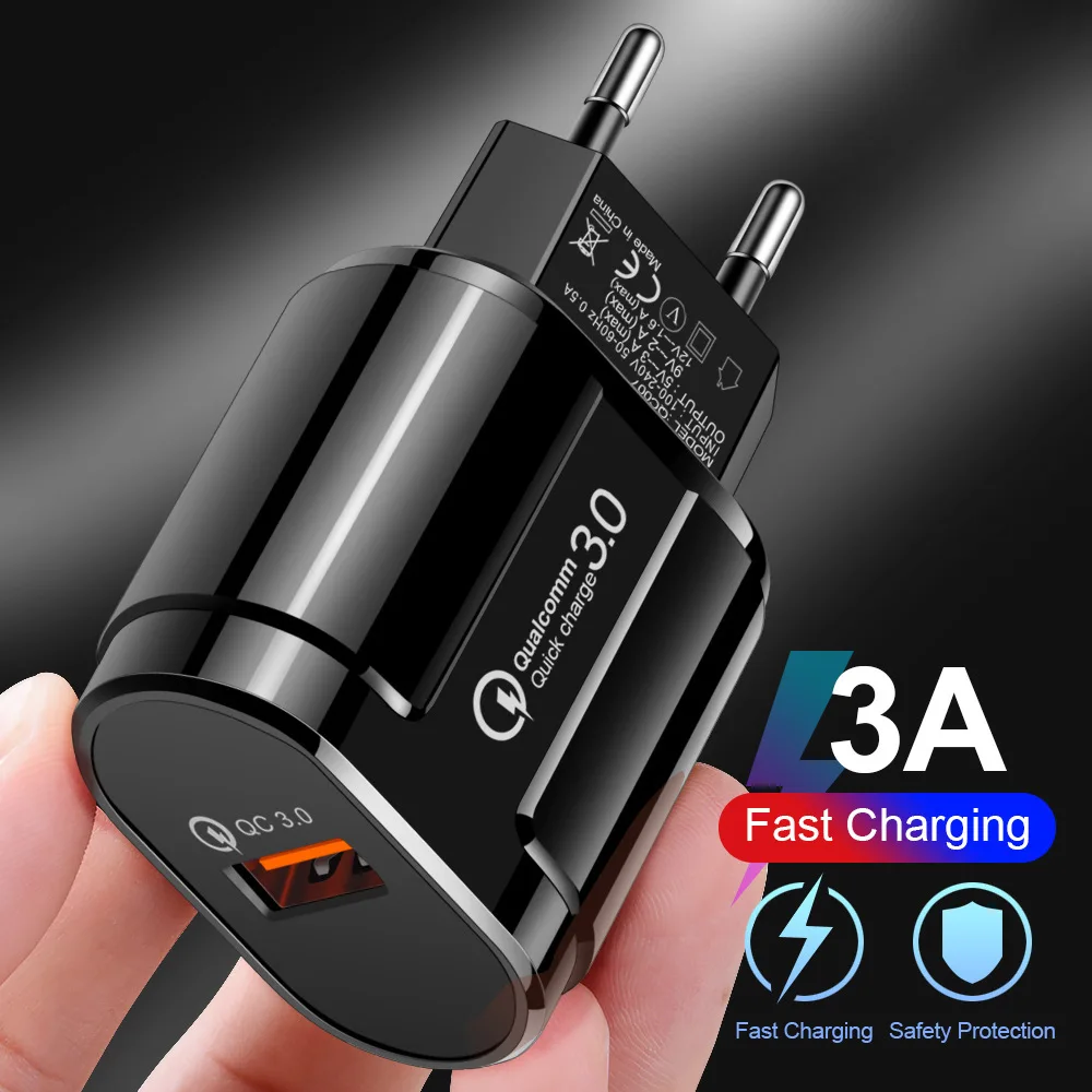 

10Pcs/Universal Charger Single Port USB QC 3.0 Charger EU/US Power Plug Phone Fast Charge Adapter Charger With Retail Box