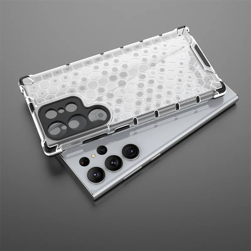 Honeycomb Shockproof For Samsung Galaxy S23 Ultra Case Armor Capa For Samsung S23 Ultra Cover Clear TPU Protector S23 Ultra Case