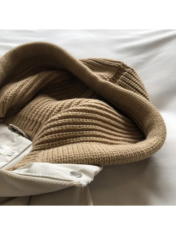 2022 Winter New Knitted Hooded Short Korean Version Of Thick Bread Parka Woman Loose Warm Coats And Jackets