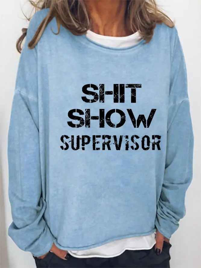 

Women Show Supervisor Casual Cotton Blends Round Neck Long Sleeve T-Shirt