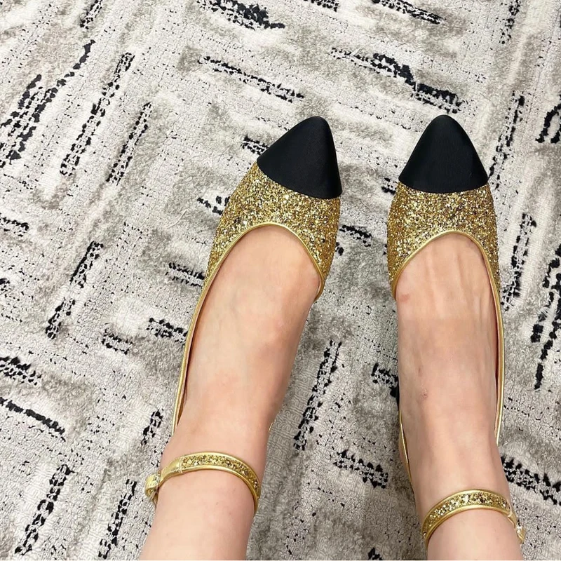 Новые сандалии с острым носком женские туфли на высоком каблуке блестками модные