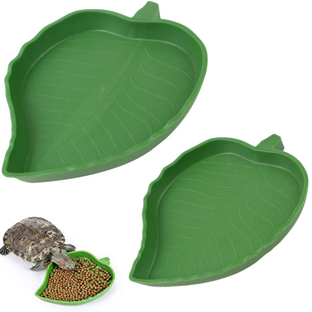 

Leaf-Shaped Reptile Food Bowl Small Pet Feeder For Easy Cleaning Sturdy Bite-Resistant Turtle Feed Container Family Pet Supplies
