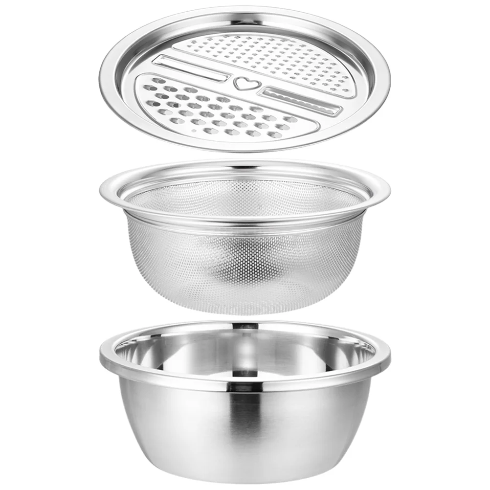 

Fruit Washing Basin Drain Basket Grater Container Vegetable Stainless Steel Tool Multipurpose