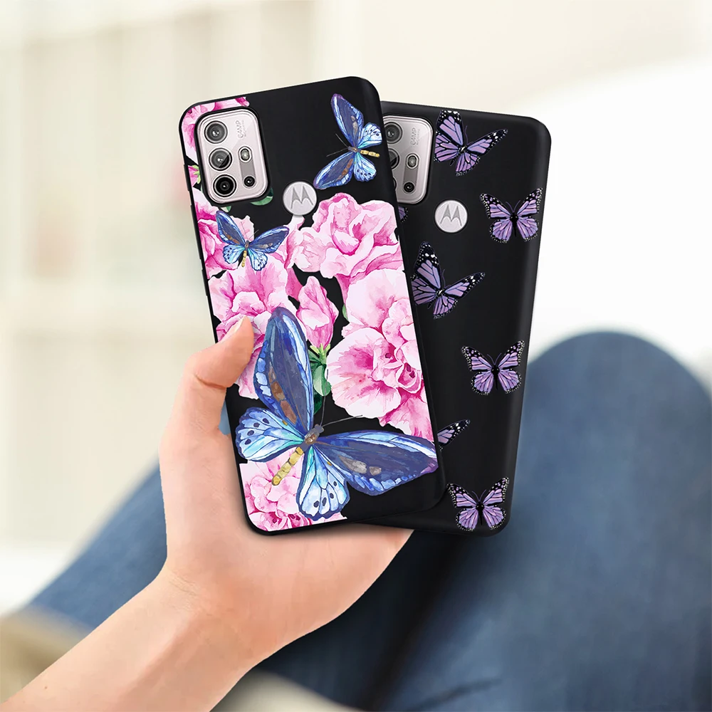 

Butterfly Fundas Phone Case for Motorola Moto G30 G9 Play E7 Plus G20 G50 G60 G40 Fusion E7 E20 E40 Soft Silicone Black Cover