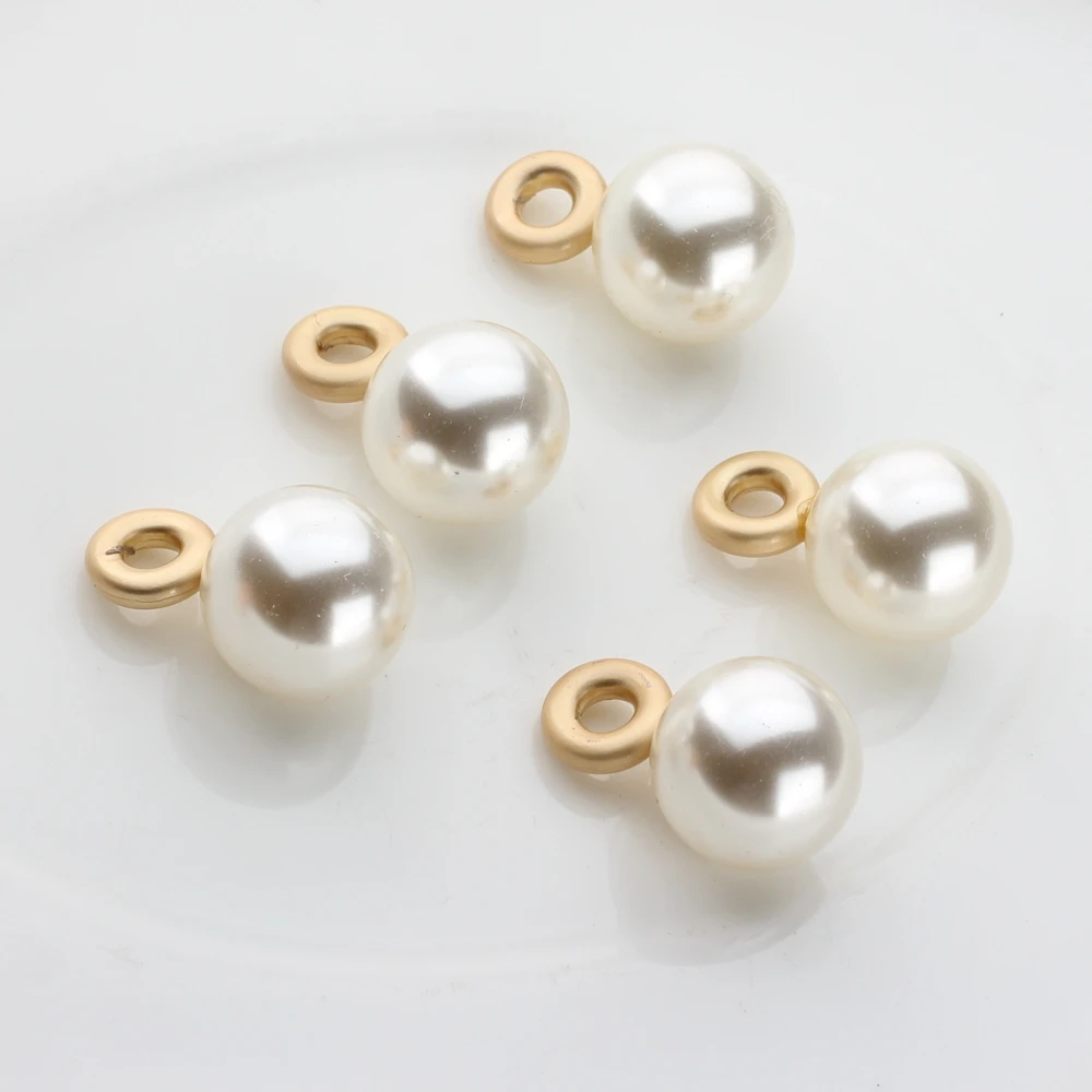 Imitation Pearl Crimp End Beads Round Charms Pendant 17mm 6pcs/lot For DIY Drop Earrings Jewelry Making Findings Accessories | Украшения и