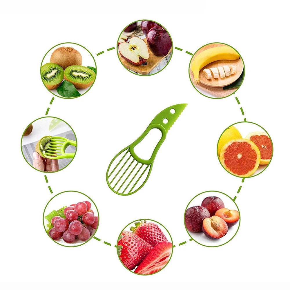 

Многофункциональная Пластиковая Овощечистка 3-в-1 для фруктов и овощей, функция нарезки авокадо, домашние кухонные инструменты, разделитель...