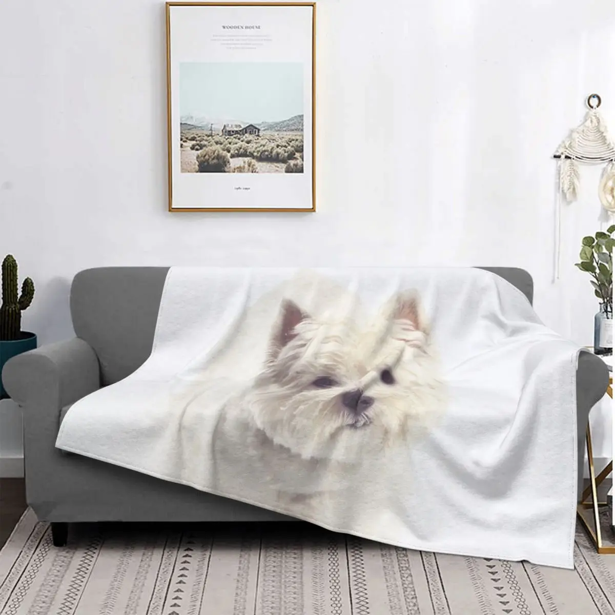 Westie Gaze Flannel Throw Blanket West Highland Terrier Dog Cute Puppy Blanket for Sofa Couch Soft Bed Rug 09