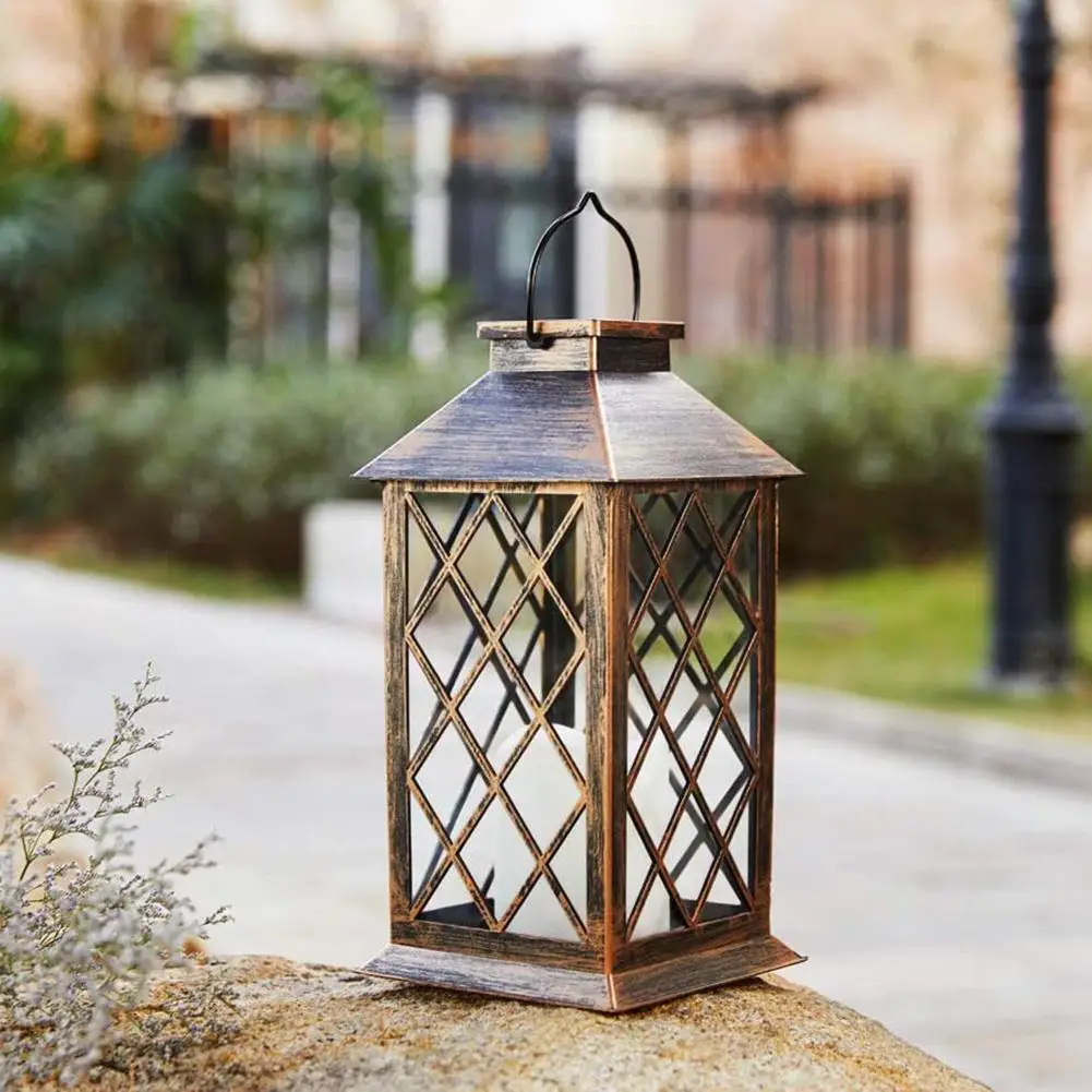 

Led Electronic Waterproof Solar Hollow Candle Candle Light Lantern Garden Flashing Flameless Chandelier Plastic O7t5