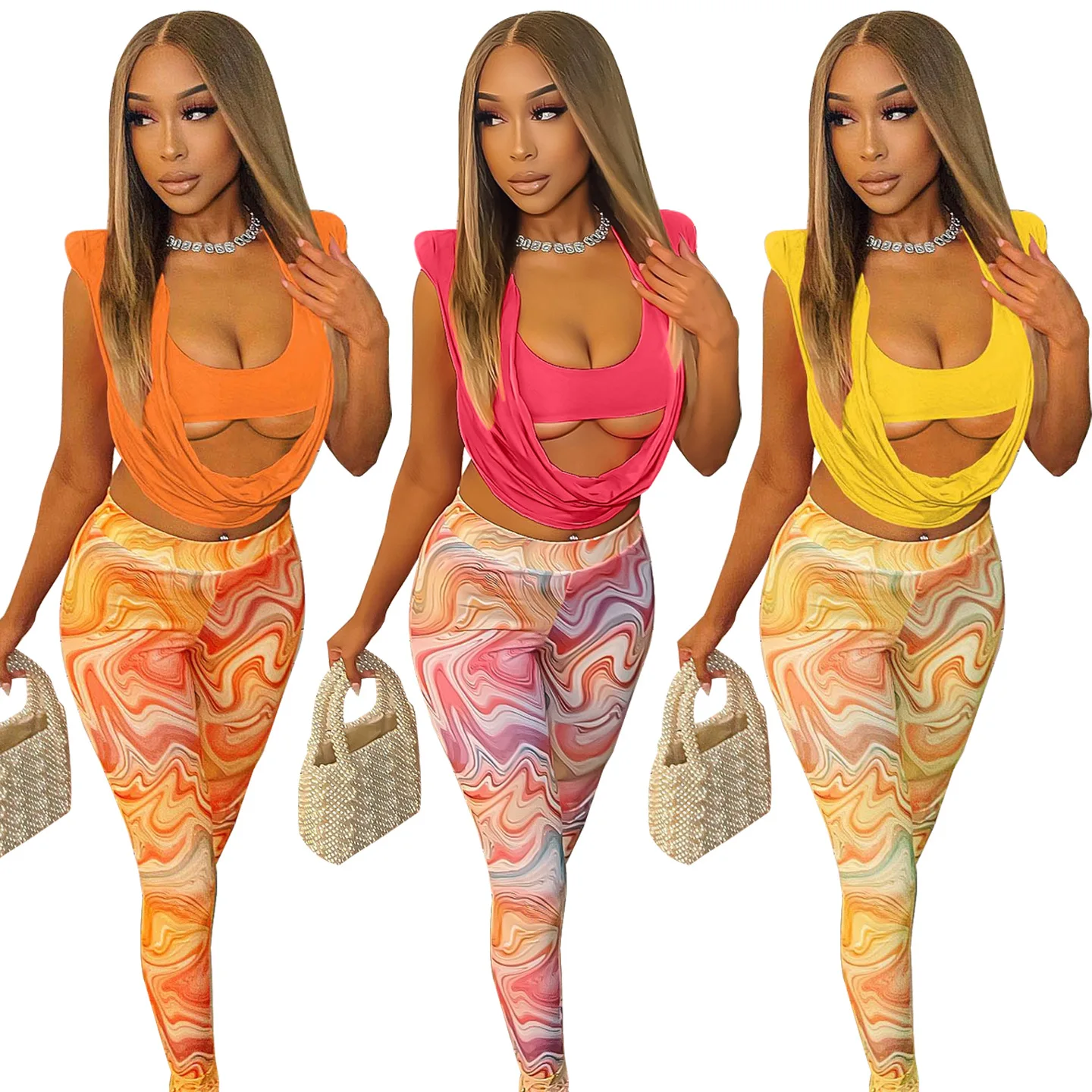 

Sexy Cut Out Crop Top + Sheer Mesh Pants Suits Two Piece Set Women Club Skinny Tracksuit Women Outfits Casual Y2K Clothes