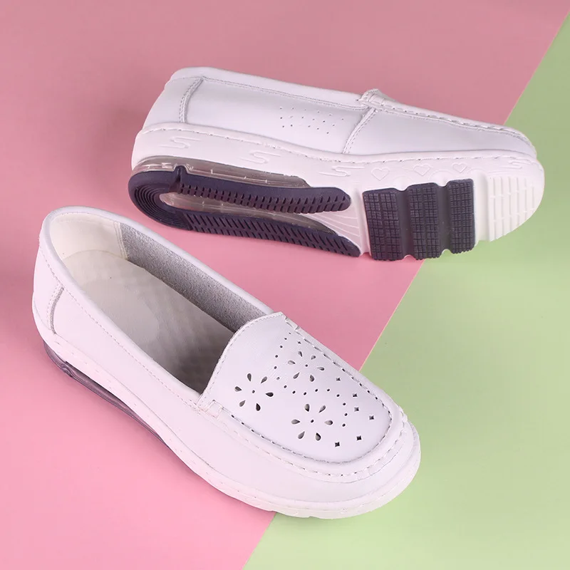 

Лидер продаж, кожаная обувь для медсестер, мягкая подошва, дышащие, новинка 2022, Женская рабочая обувь, женская кожаная повседневная обувь с м...