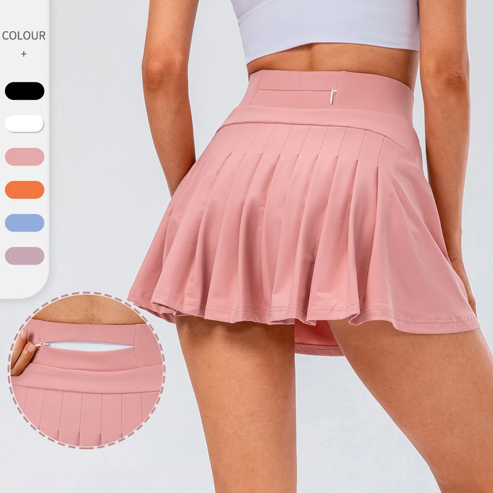 LuluTennis Female Shorts Pleated Skirt Breathable Golf Wear Summer Women Yoga Sport Fitness Outdoor Jogging Dance Gym Skirts
