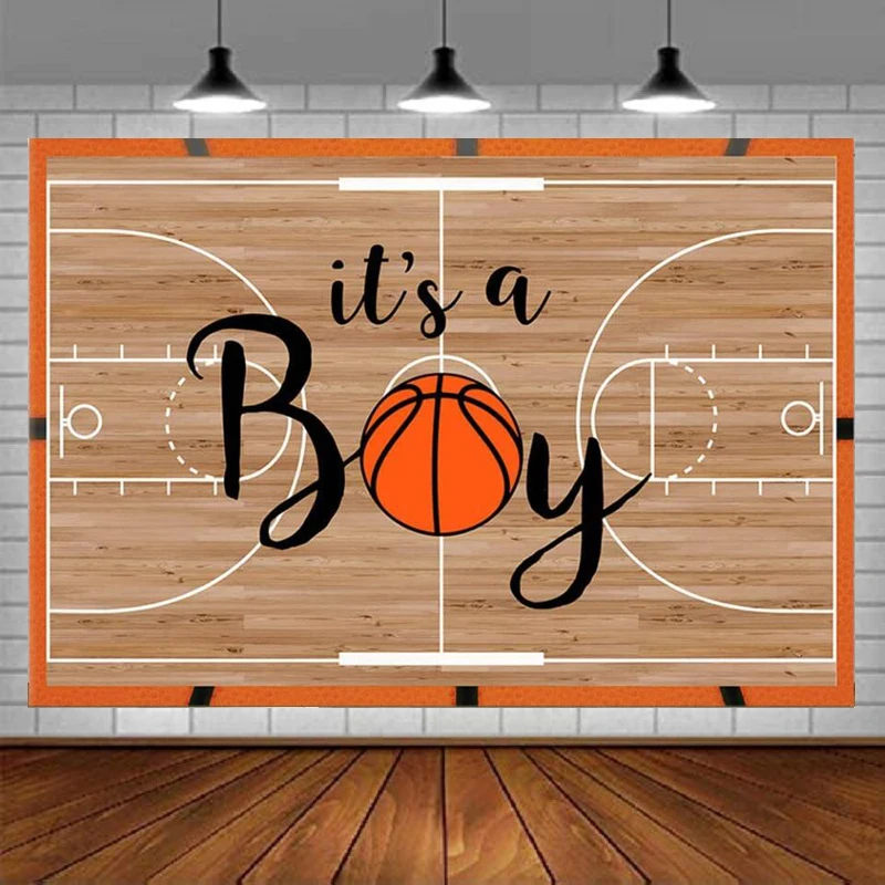 

Basketball Boy Baby Shower Photography Backdrop It's a Boy Sports Baby Shower Party Decor Banner Basketball Court Background