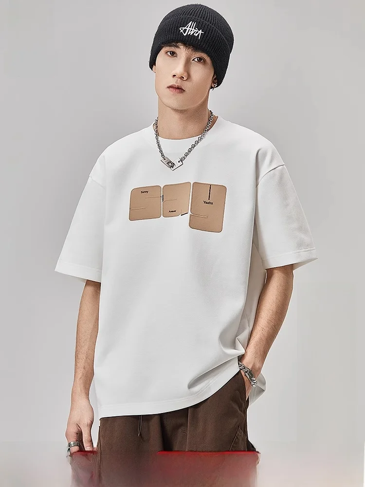 Allin Heavy Short sleeve T-shirt Men's and Women's Fashion Brand White Top Summer Couple's American Half Sleeve Botto... |