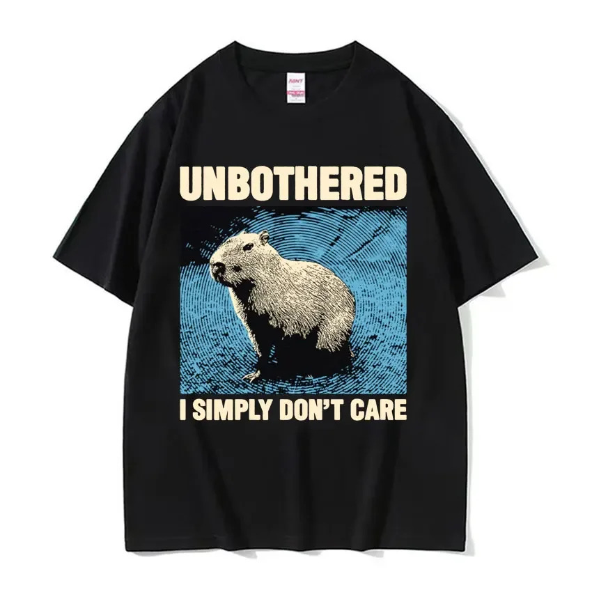 Unbothered I Simply Don't Care Забавная японская капибара Винтажная футболка с рисунком