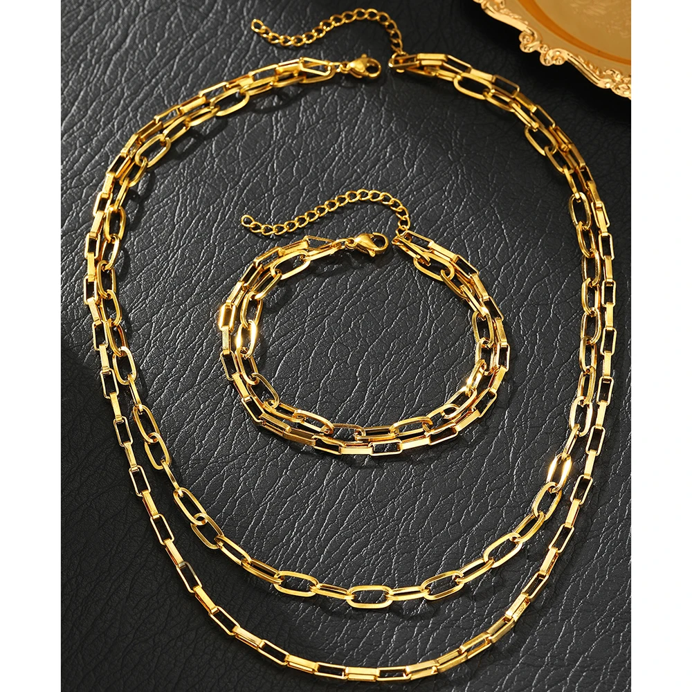 Ювелирный Комплект из колье и браслета нержавеющей стали