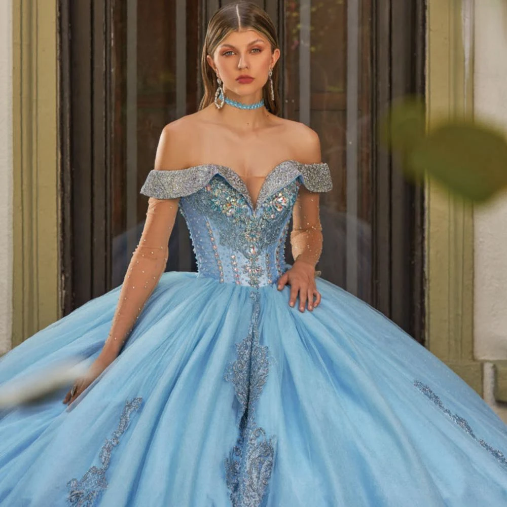 Блестящие бусины кристаллы Quinceanrra платья для выпускного вечера очаровательное