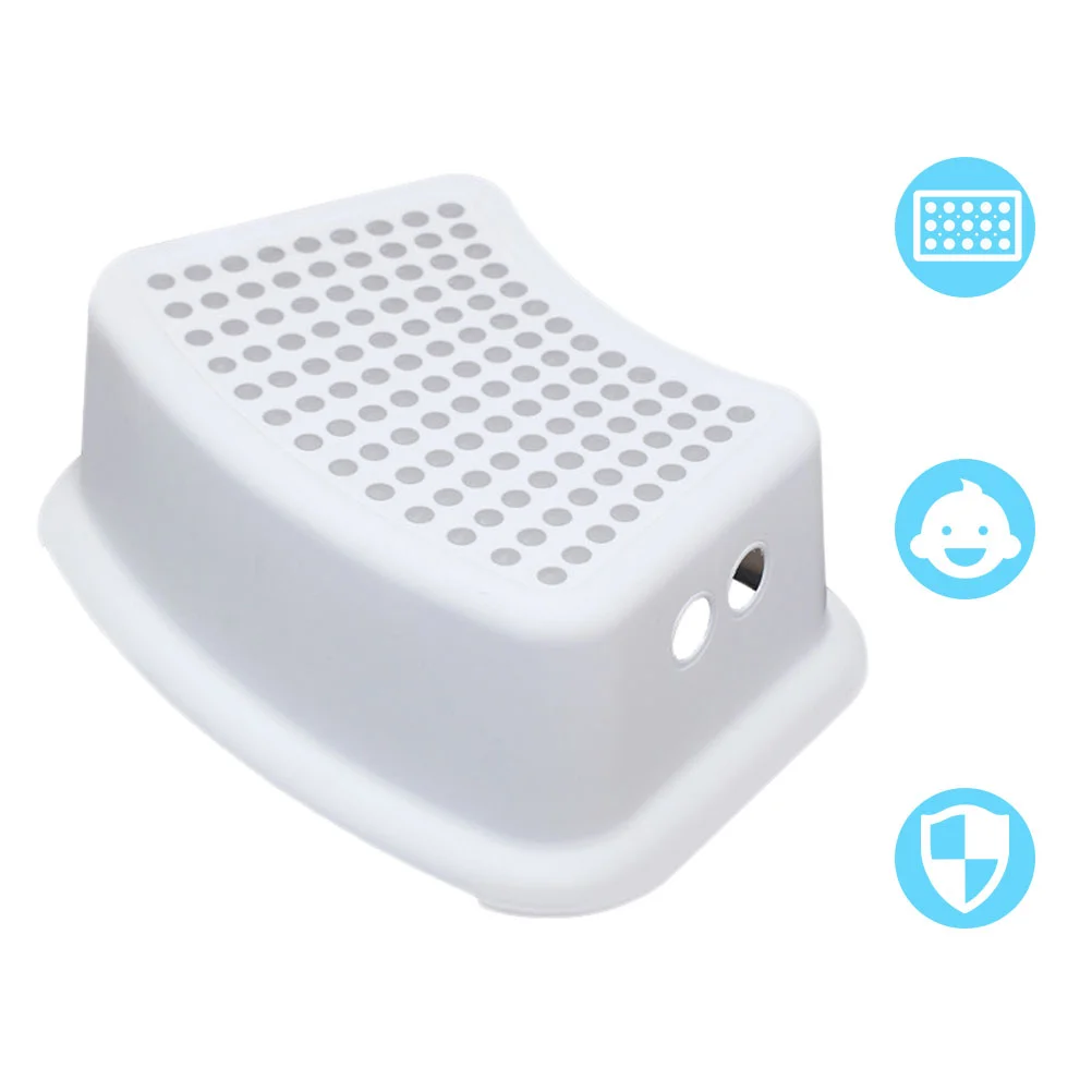 

Plastic Anti Step Stool Children Bathroom Foot Stool Bath Toilet Stool for Home (White)