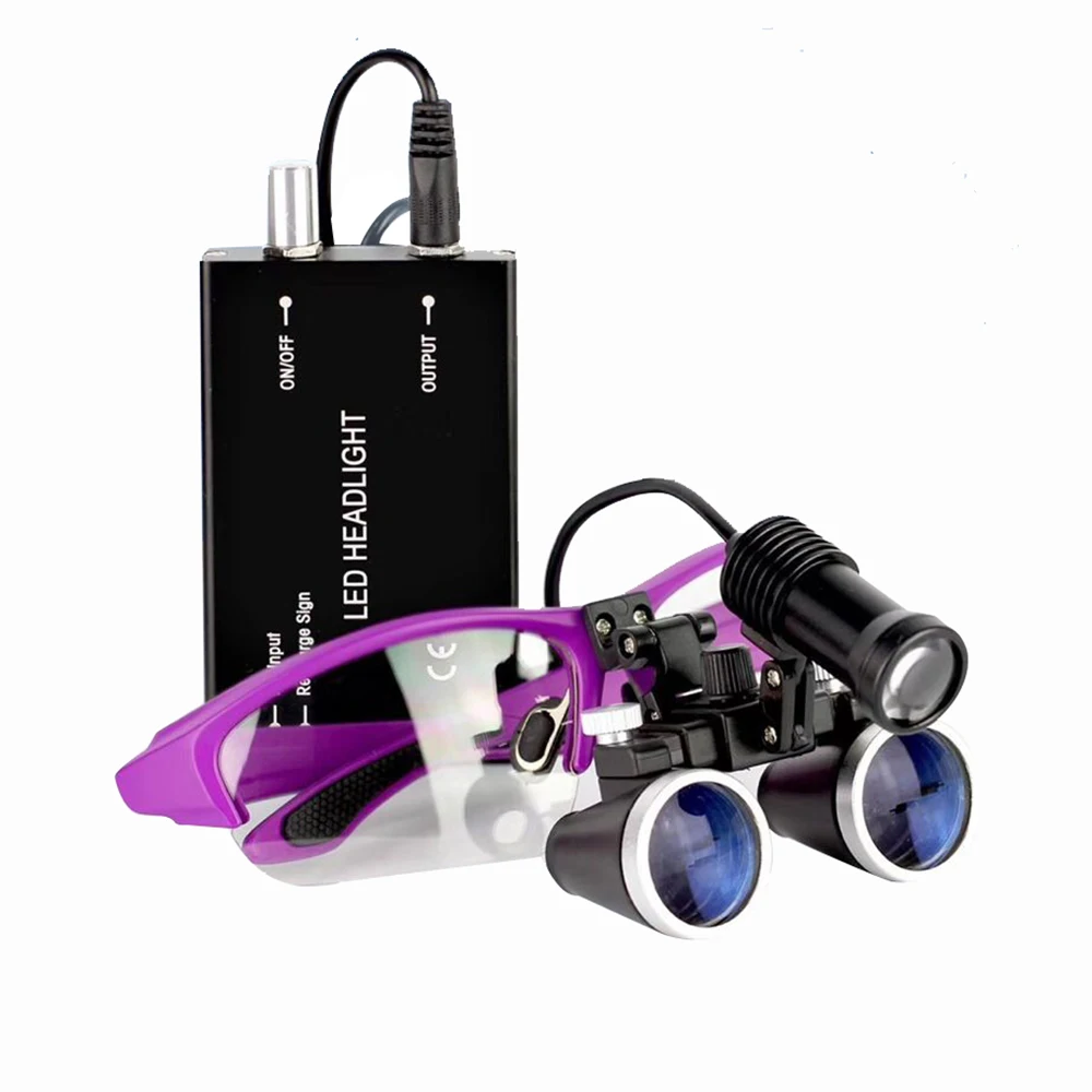 

NEW Surgical Binocular Loupes 3.5x420MM Optical Glass with LED Head Light Lamp
