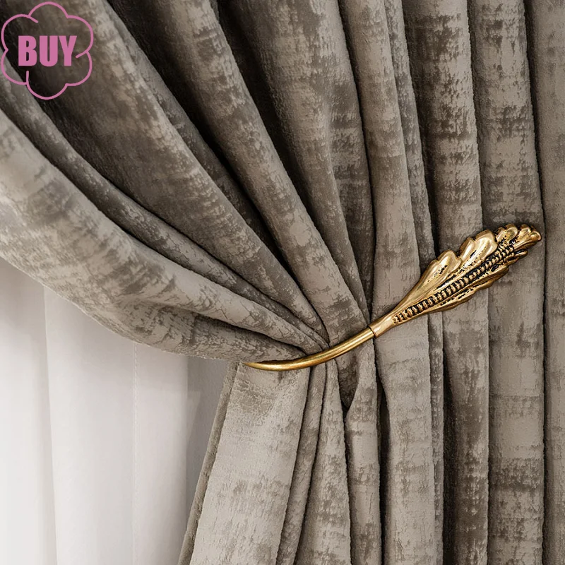 

European Style Curtains for Living Dining Room Bedroom Luxury Gray Bronzing Velvet Flannel Blackout Home Decor Color Windows