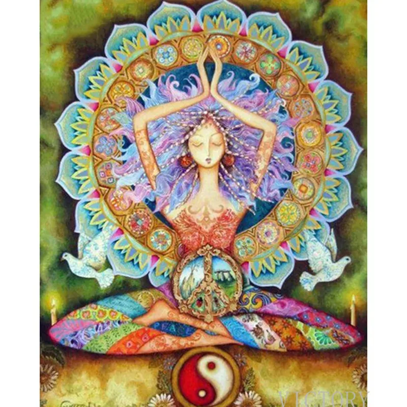 

Diamond Painting 5D Diy Diamond Mosaic Yoga Chakra Gossip Diamond Embroidery Full Round Diamond Cross Stitch Kit Decoration Gift