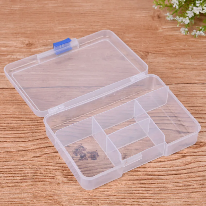 

5Grids Cover Dustproof Storage Box PP For Sundries Multipurpose Buckle Type Transparent
