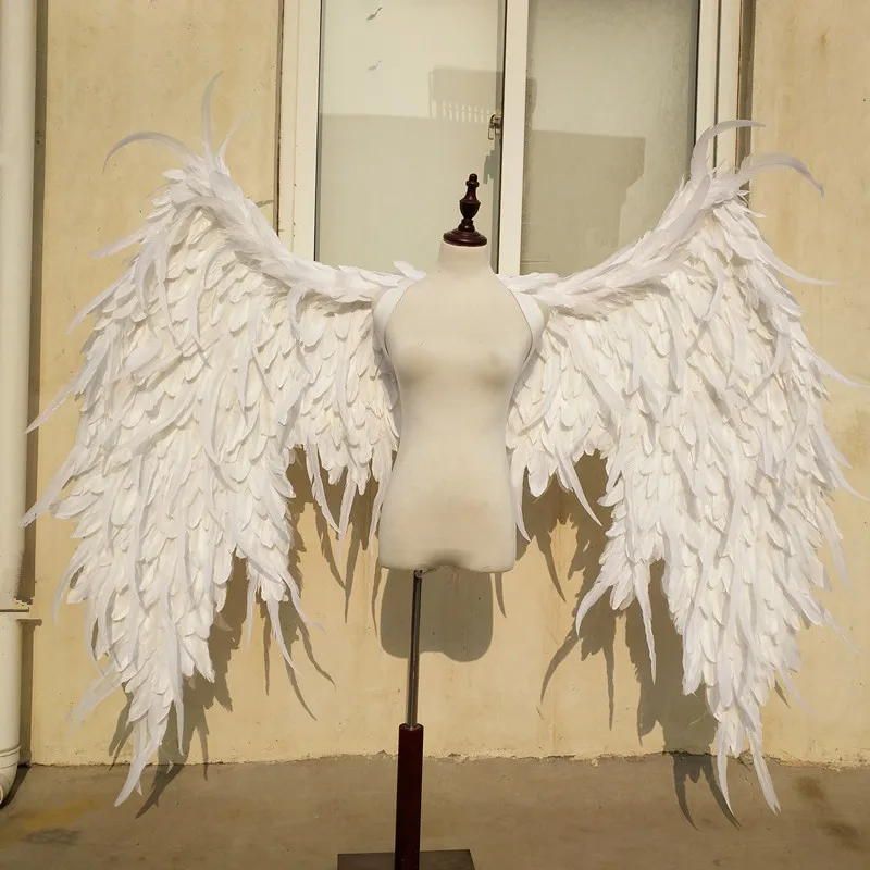 

Large size creative props white Angel wings for activity Stage show Cosplay costume black Devil feather wings