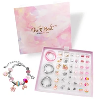 1set pink heart childrens snake bracelet making kit diy charm european bead women gift fashion zinc alloyjewelry craft supplies