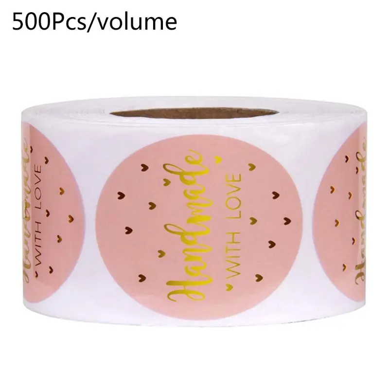 

500 шт./рулон, наклейки с надписью «Handmade with Love»