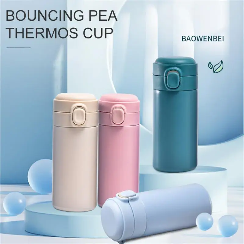 

320/420ml Pocket Mini Vacuum Flasks Bouncing Cover For Travel Student Convenient Modern Thermos Cup Stainless Steel Water Bottle