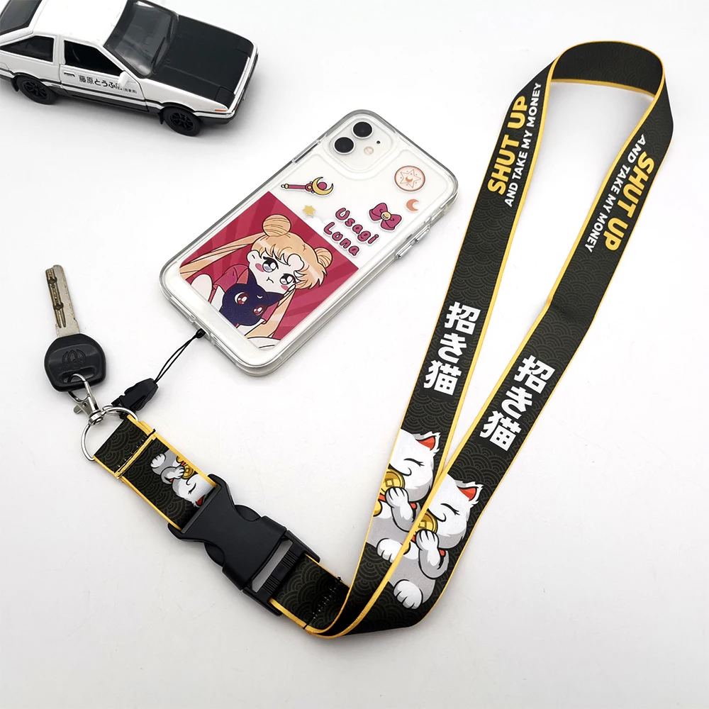 Оригинальный D JDM Стильный гоночный шнурок счастливый кот ключ мобильный ID карта