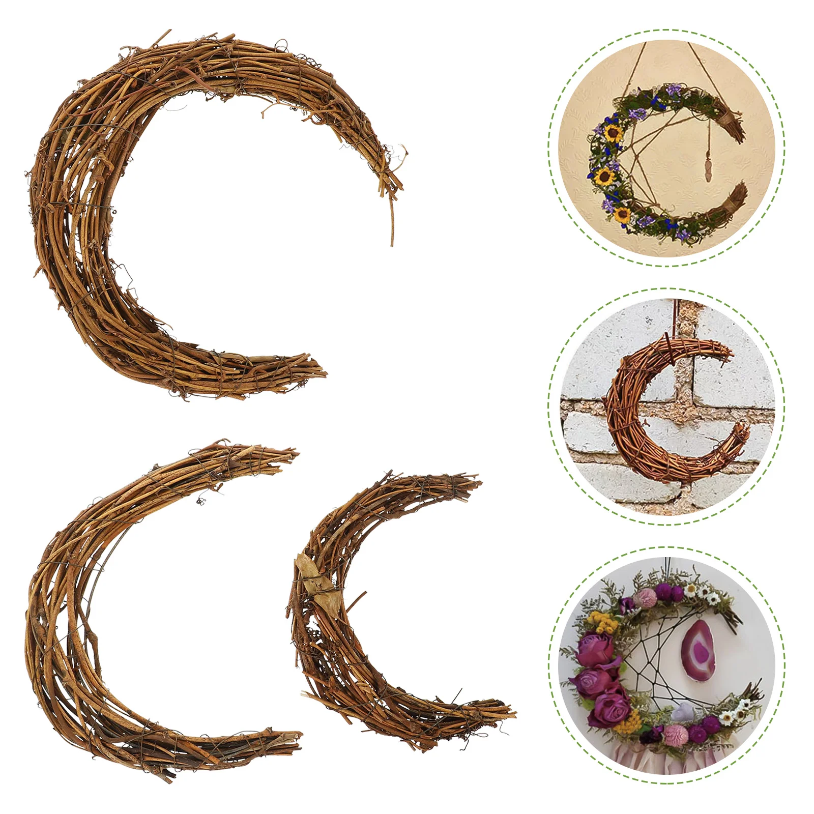 

3 Pcs Smilax Rattan Front Door Wreath DIY Garland Materials Making Rings Accessory Dry Vine Frame Dream Catcher Circle