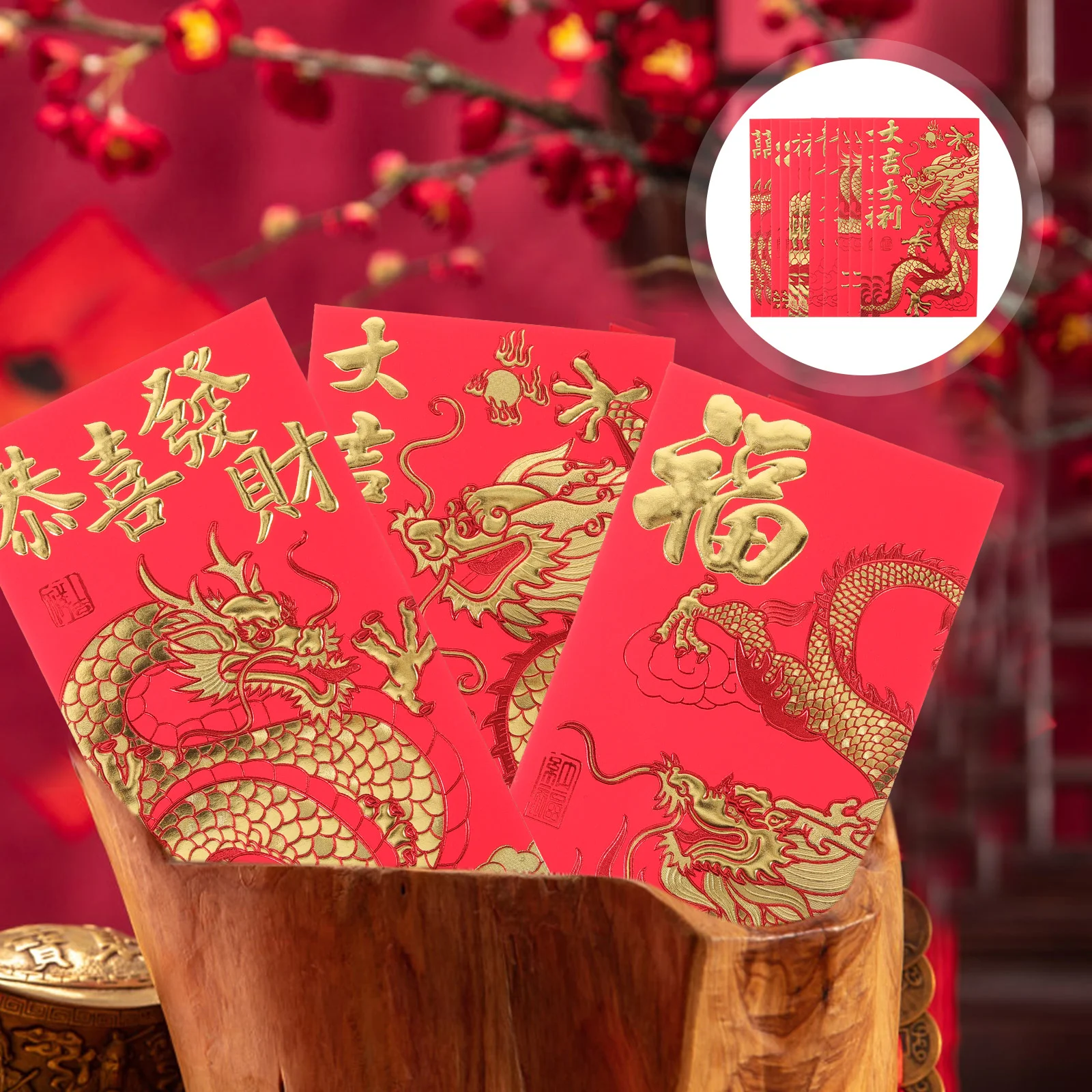 

30 Pcs Money Bag Festival Red Envelopes Chinese New Year Wallet Delicate Paper Dragon Packet 2024 Zodiac Creative Spring