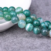stripe agate loose beads natural gemstone smooth round for jewelry making