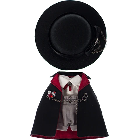 Платье для кукол Ob11 Черно-красное