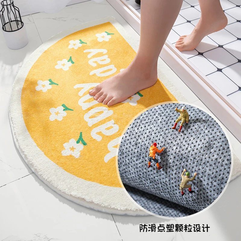 

Pad Bedroom Absorbent Floor Door Bathroom Foot Entrance Mats Rugs Flowers Home Small Fresh Soft Text Non-slip Carpet Toilet